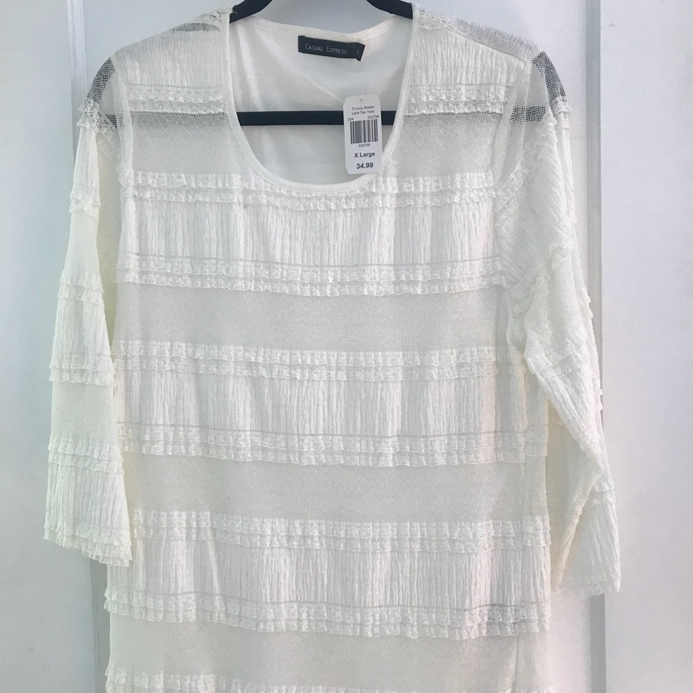 WHITE GAUZE & LACE TUNIC